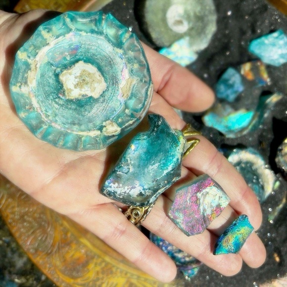 STERLING Silver Holy Land Ancient Roman Glass Pendant Necklace - Picture 6 of 6